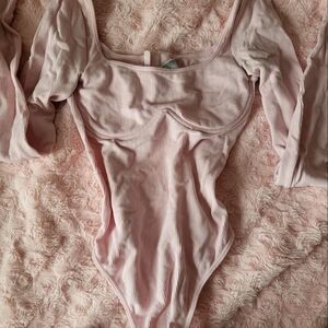 Forever 21 Light Pink Ribbed Bodysuit